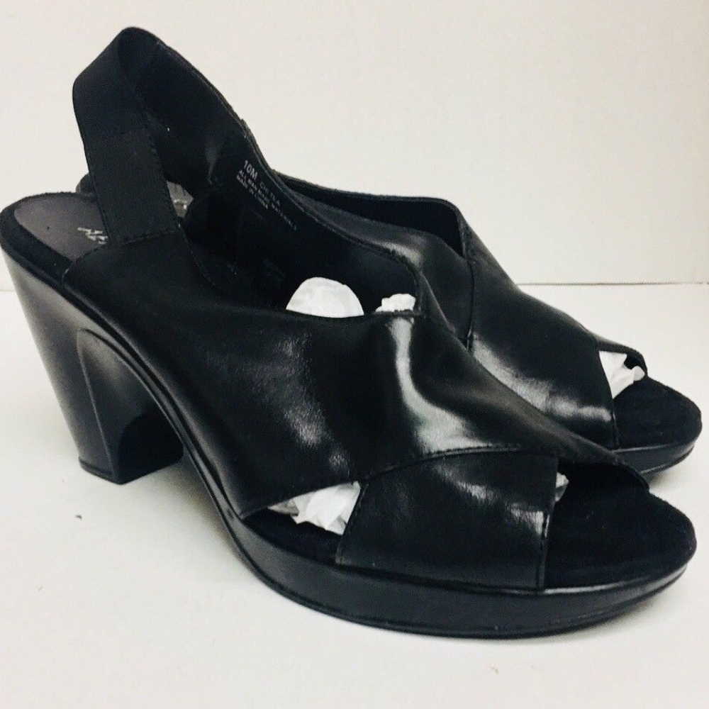 AEROSOLES LIGHT RAIL WEDGE SANDALS BLACK 10